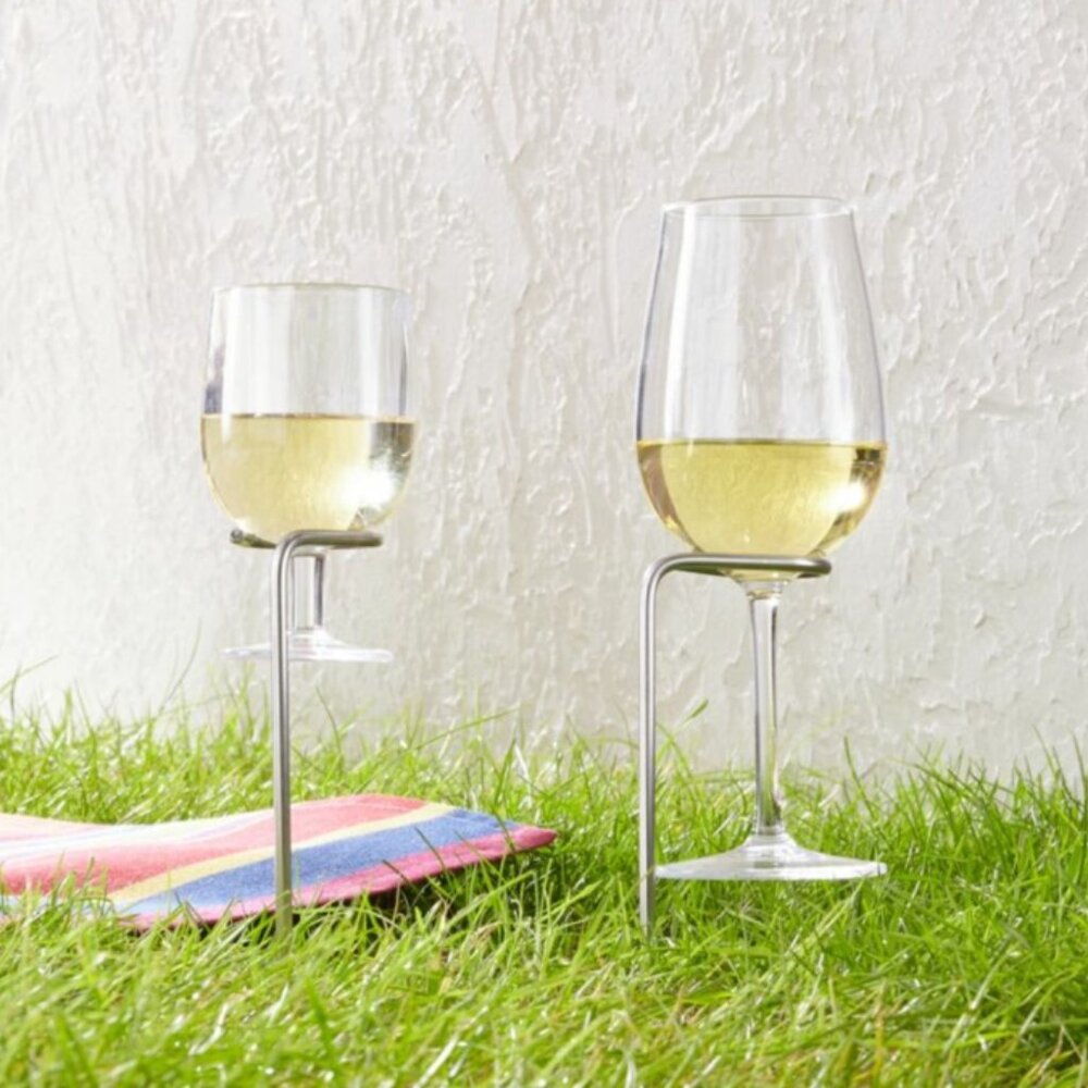 Crate & Barrel 2 Steady Sticks Wine Glass Holder NIB